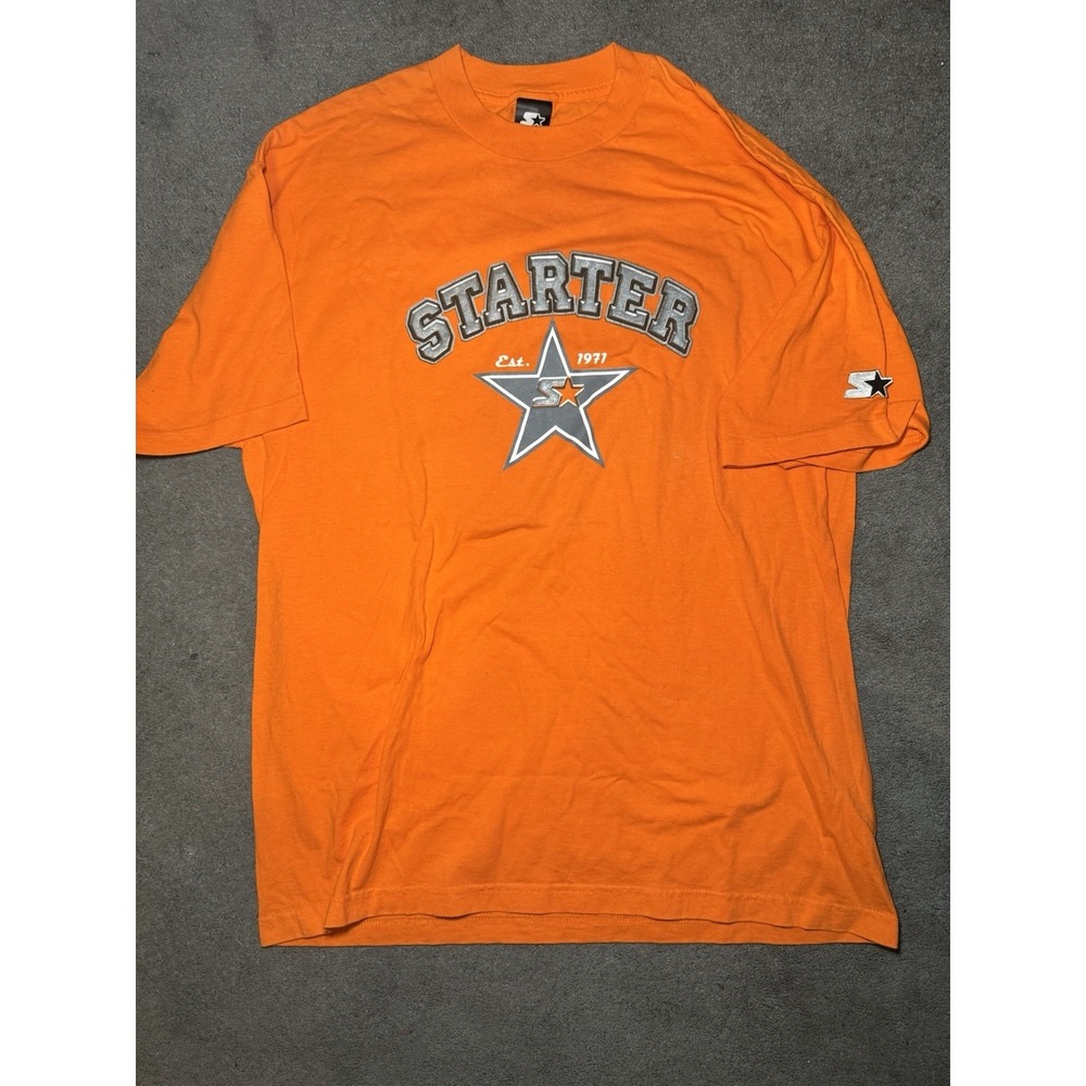 Starter Orange Graphic Logo T Shirt Men's Large Streetwear 2000s Y2K